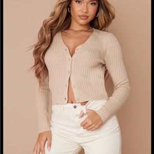 PrettyLittleThing Beige button up cardigan Size Small Never Worn